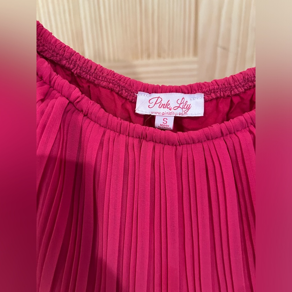 Pink Off The Shoulder Ruffle Midi Dress - Picture 4 of 6